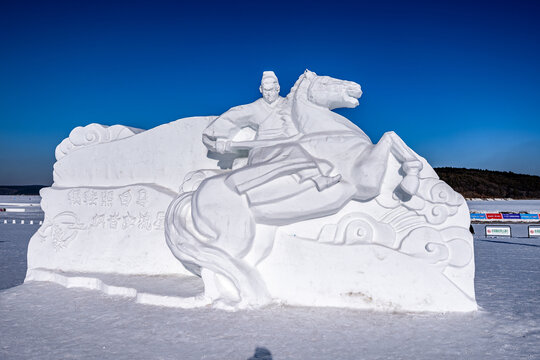 中国长春净月潭公园雪雕的景观