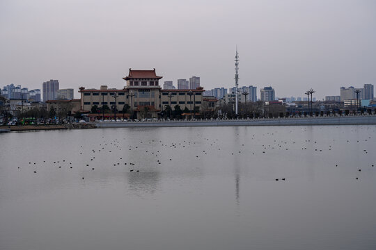 中国开封包公湖开封府建筑风景