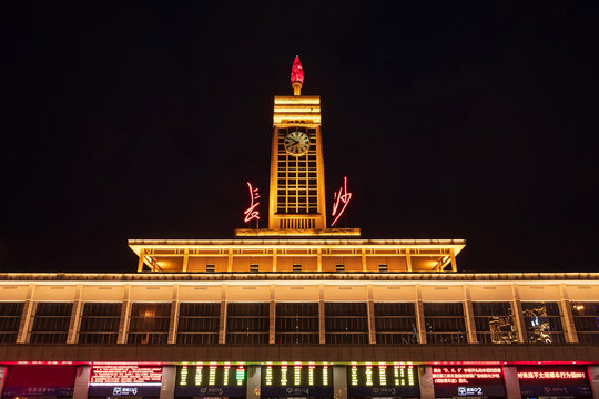 长沙火车站夜景