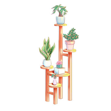 五種不同植物組合盆栽花架元素
