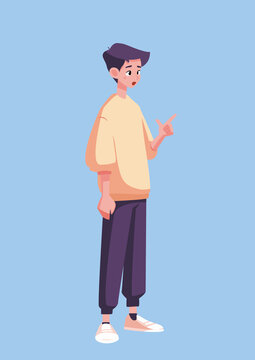 展開手在比劃交流的男孩