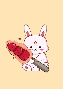 小兔草莓糖葫芦