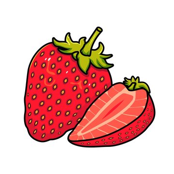 草莓国潮插画元素