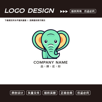 卡通大象logo标志