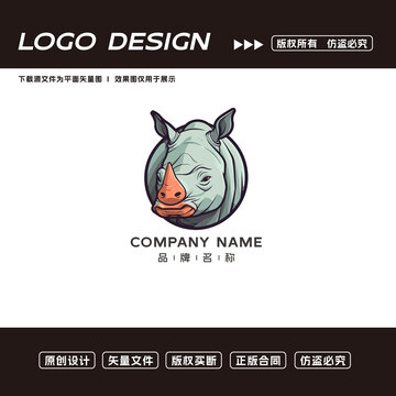 卡通犀牛logo标志