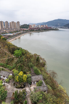 开州举子园文峰塔寺庙建筑风光