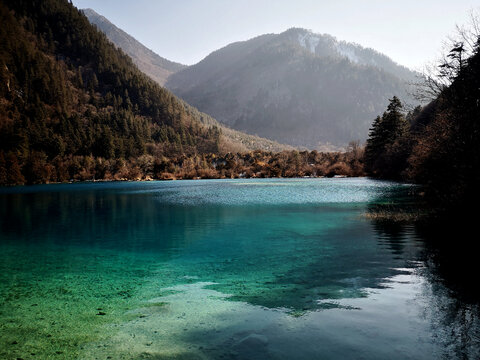 九寨沟的冬季山水