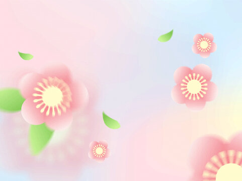 彌散風粉色花朵背景