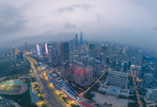 山东济南中央商务区航拍夜景