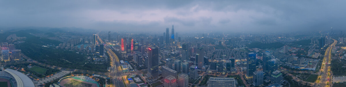 山东济南中央商务区航拍夜景