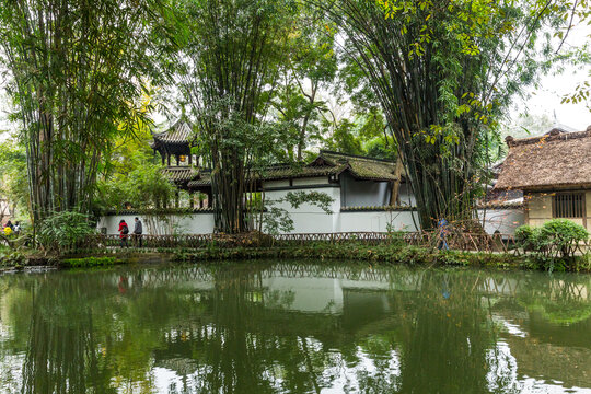 古建筑竹林园林风景水景