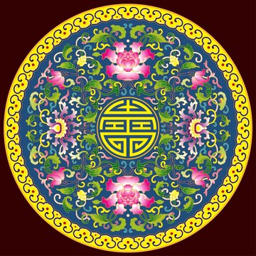 粉彩牡丹蓮紋