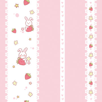 草莓兔子家纺图案