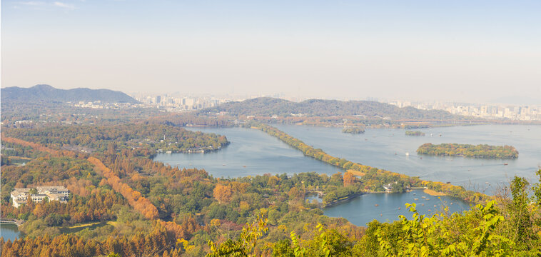 杭州西湖航拍全景