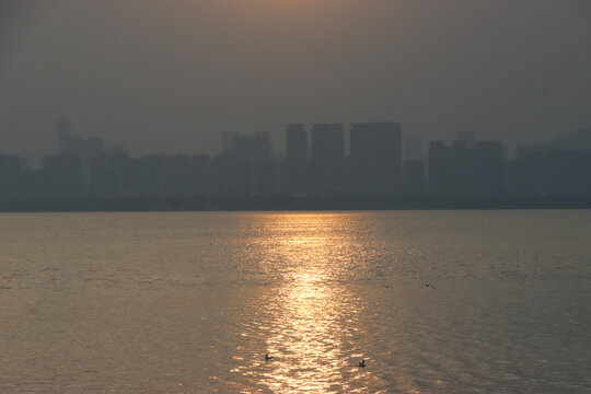深圳湾海上日落