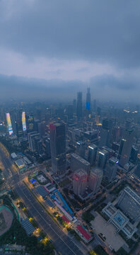 山东济南中央商务区航拍夜景