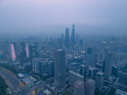 山东济南中央商务区航拍夜景