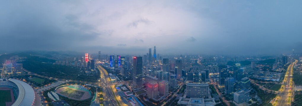 山东济南中央商务区航拍夜景