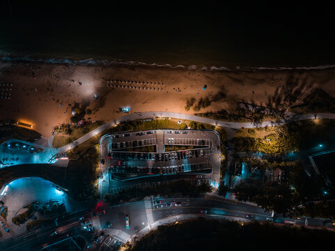 深圳大梅沙沙滩夜景