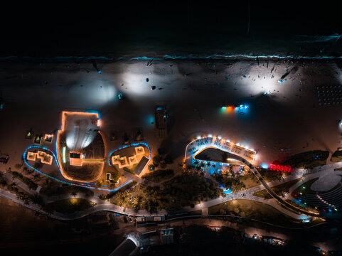 深圳大梅沙沙滩夜景俯拍