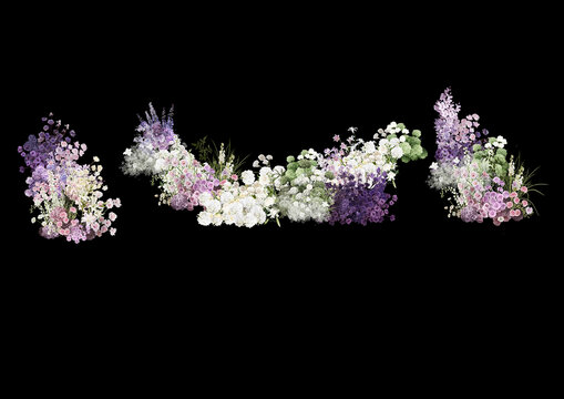 白绿紫色婚礼花艺效果图