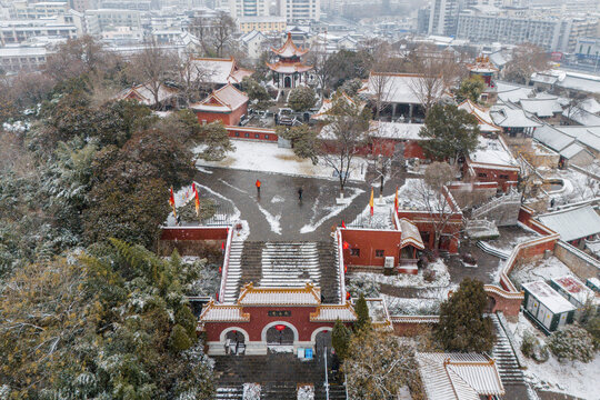 航拍徐州户部山戏马台雪景