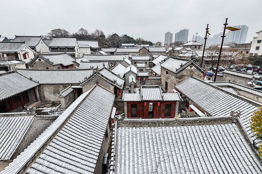 航拍徐州户部山崔焘故居雪景