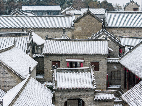 航拍徐州户部山崔焘故居雪景