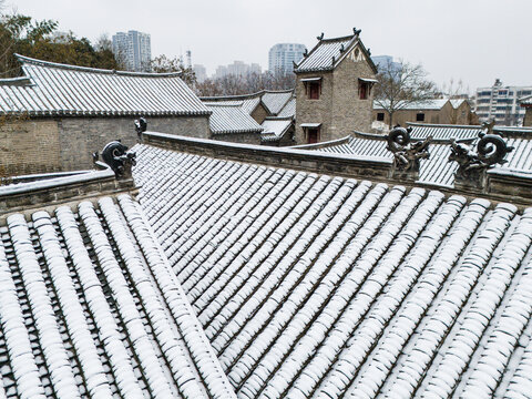 航拍徐州户部山崔焘故居雪景