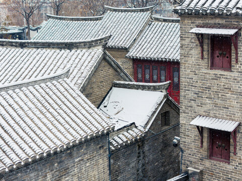 航拍徐州户部山崔焘故居雪景