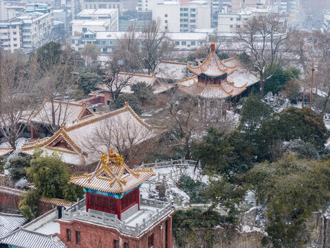 航拍徐州户部山戏马台雪景