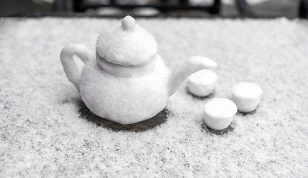 雪塑茶壶