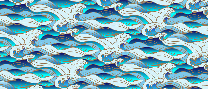 蓝色海浪图案背景