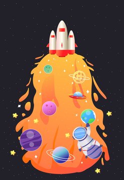 火箭宇宙探索矢量插画