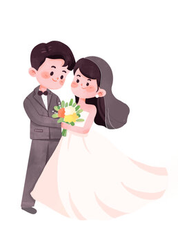 卡通可爱婚礼人物插画