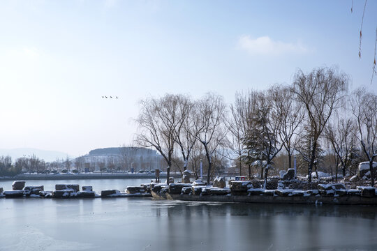 湖岸雪景