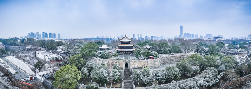 岳阳楼雪景摄影