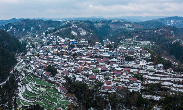 湖南怀化麻阳县大辽村雪景