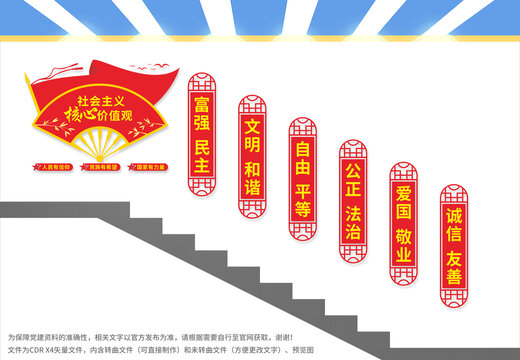 社會(huì)主義核心價(jià)值觀樓梯文化墻