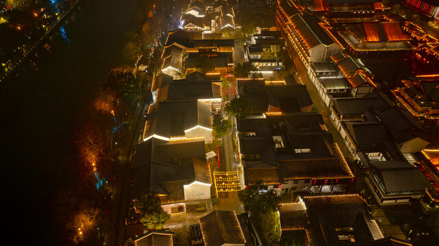 杭州拱墅区香积寺历史街区夜景