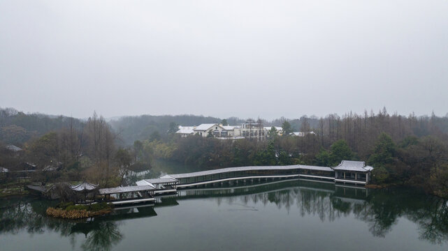 杭州市西湖浴鹄湾冬季雪景