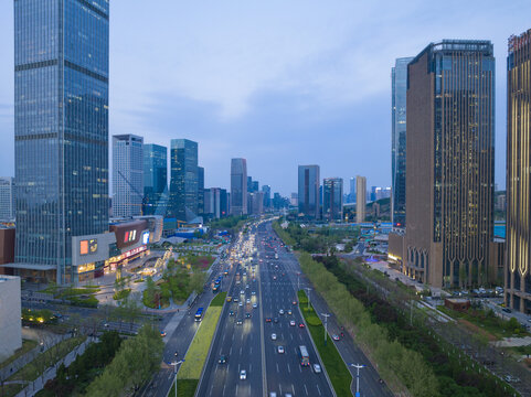 济南中央商务区航拍夜景