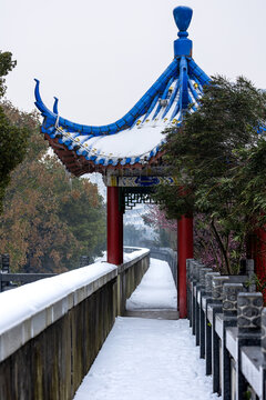 2024年春节常德诗墙公园雪景