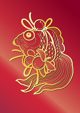矢量金魚鈴鐺窗花