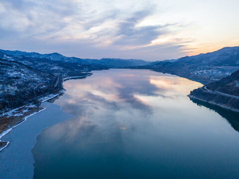 济南锦绣川水库晚霞