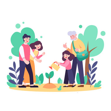植树节种树家庭亲子环保活动