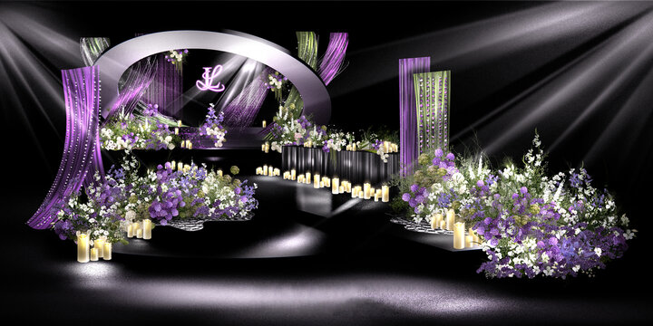 黑紫色秀场婚礼设计