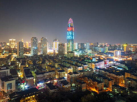 济南趵突泉公园与泉城广场夜景