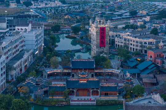 广东开平碉楼赤坎古镇夜景