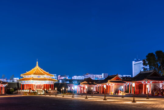 中国辽宁沈阳故宫大政殿夜景